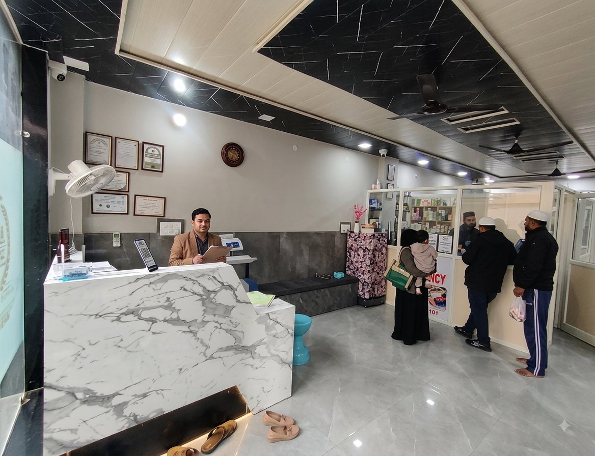 Reception area at Aleem Health and Hijama Centre